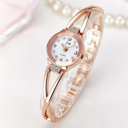 2 PCS Steel Belt Diamond Mirror Digital Scale Quartz Watch Bracelet Watch for Women(rose gold)-garmade.com