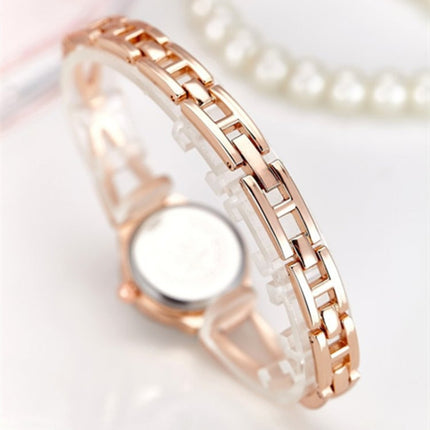 2 PCS Steel Belt Diamond Mirror Digital Scale Quartz Watch Bracelet Watch for Women(rose gold)-garmade.com