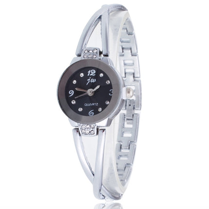 2 PCS Steel Belt Diamond Mirror Digital Scale Quartz Watch Bracelet Watch for Women(White shell black surface)-garmade.com