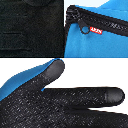 Cycling Gloves Full Finger Neoprene PU Breathable Leather Warm Winter Outdoor Sports Gloves(Black)-garmade.com