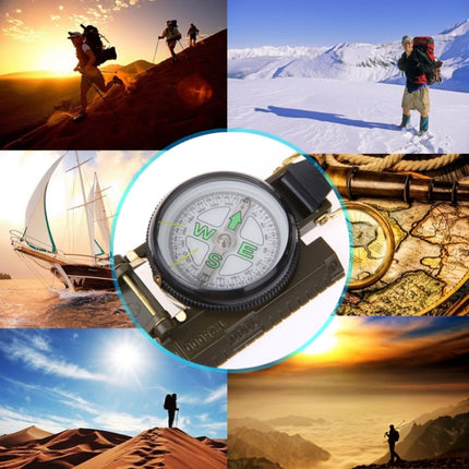 Portable Folding Army Green Lens Compass Multifunction Mini Camping Climbing Outdoor Tool-garmade.com