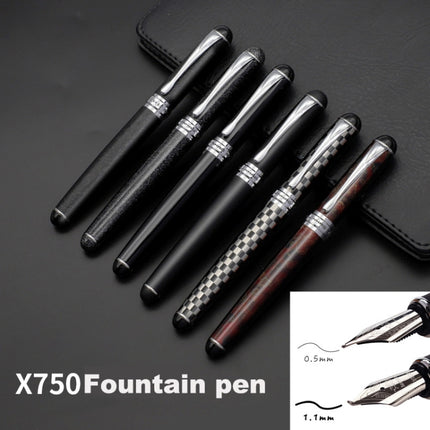 X750 Stationery Stainless Steel Fountain Pen Medium Nib Ink Pens School Oiifice Gift, Nib Size:0.5mm(Silver)-garmade.com