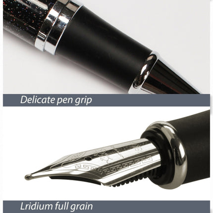 X750 Stationery Stainless Steel Fountain Pen Medium Nib Ink Pens School Oiifice Gift, Nib Size:0.5mm(Matte Black)-garmade.com