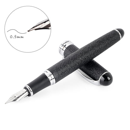 X750 Stationery Stainless Steel Fountain Pen Medium Nib Ink Pens School Oiifice Gift, Nib Size:0.5mm(Black Pattern)-garmade.com