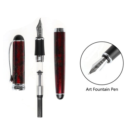 X750 Stationery Stainless Steel Fountain Pen Medium Nib Ink Pens School Oiifice Gift, Nib Size:0.5mm(Black Pattern)-garmade.com