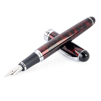 X750 Stationery Stainless Steel Fountain Pen Medium Nib Ink Pens School Oiifice Gift, Nib Size:0.5mm(Red Pattern)-garmade.com