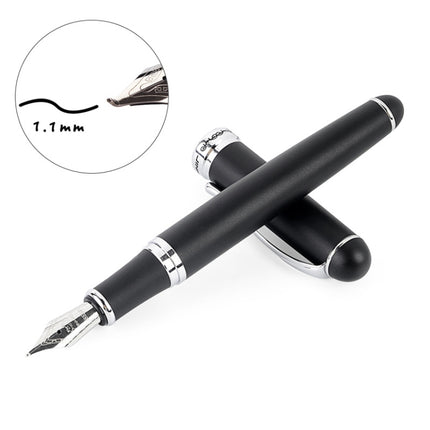 X750 Stationery Stainless Steel Fountain Pen Medium Nib Ink Pens School Oiifice Gift, Nib Size:1.1mm(Matte Black)-garmade.com