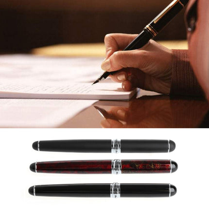 X750 Stationery Stainless Steel Fountain Pen Medium Nib Ink Pens School Oiifice Gift, Nib Size:1.1mm(Black Pattern)-garmade.com