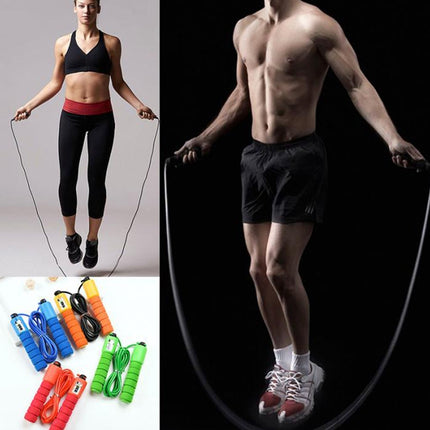 Jump Ropes with Counter Sports Fitness Adjustable Fast Speed Counting Jump Skip Rope Skipping Wire(Green)-garmade.com