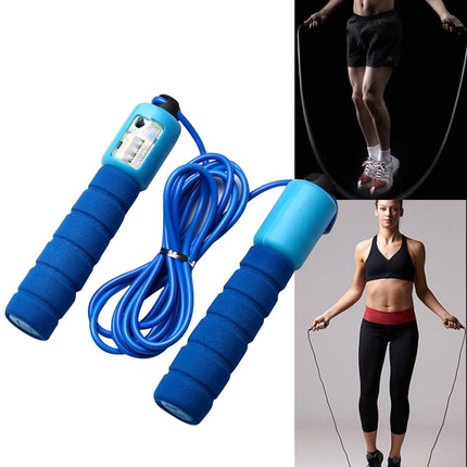 Jump Ropes with Counter Sports Fitness Adjustable Fast Speed Counting Jump Skip Rope Skipping Wire(Blue)-garmade.com