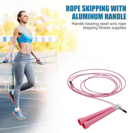 Steel Wire Skipping Skip Adjustable Fitness Jump Rope，Length: 3m(Megenta)-garmade.com