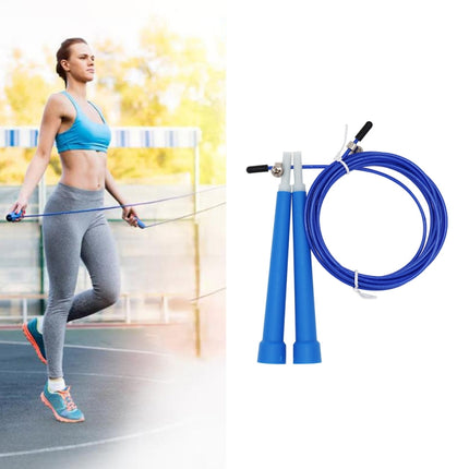 Steel Wire Skipping Skip Adjustable Fitness Jump Rope，Length: 3m(Blue)-garmade.com