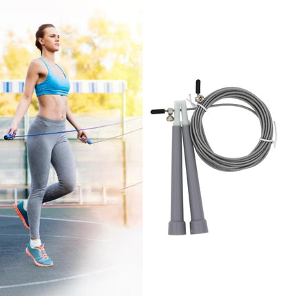 Steel Wire Skipping Skip Adjustable Fitness Jump Rope，Length: 3m(Grey)-garmade.com