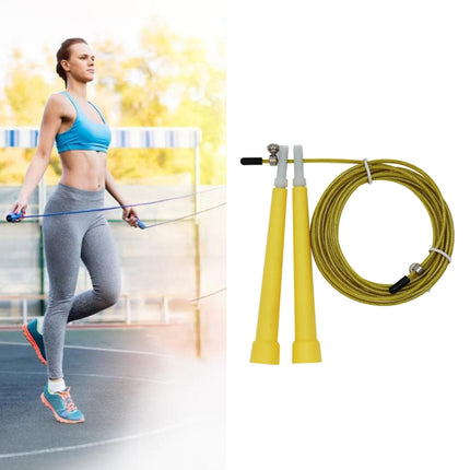Steel Wire Skipping Skip Adjustable Fitness Jump Rope，Length: 3m(Yellow)-garmade.com