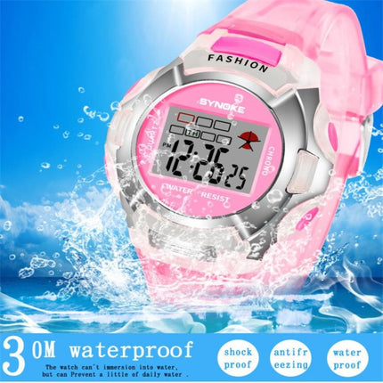 SYNOKE 99329 Waterproof Luminous Sports Electronic Watch for Children(Pink)-garmade.com