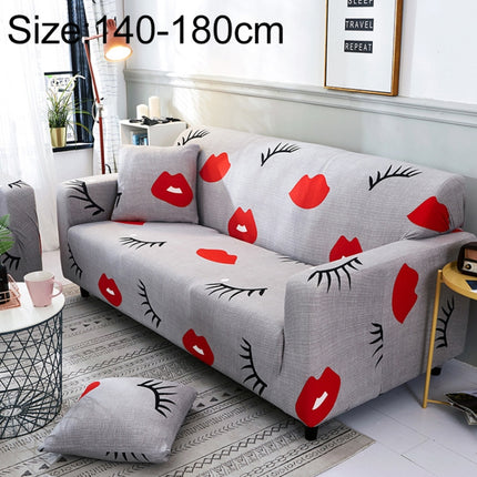 Sofa Covers all-inclusive Slip-resistant Sectional Elastic Full Couch Cover Sofa Cover and Pillow Case, Specification:Two Seat + 2 PCS Pillow Case(Red Lip)-garmade.com