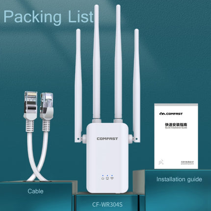 Comfast CF-WR304S 300M 4 Antenna Wireless Repeater High-Power Through-Wall WIFI Signal Amplifier, Specification:US Plug-garmade.com