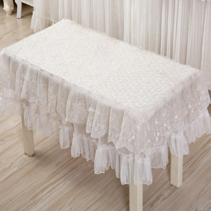 Lace Embroidered Piano Full Dust Cover, Size: 153x33x120cm Sigle Seat(White)-garmade.com