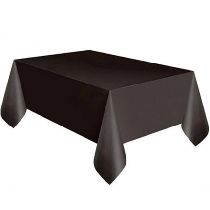 10 PCS Disposable Plastic Tablecloth Solid Color Wedding Birthday Party Table Cover Rectangle Desk Cloth Wipe Covers(black)-garmade.com