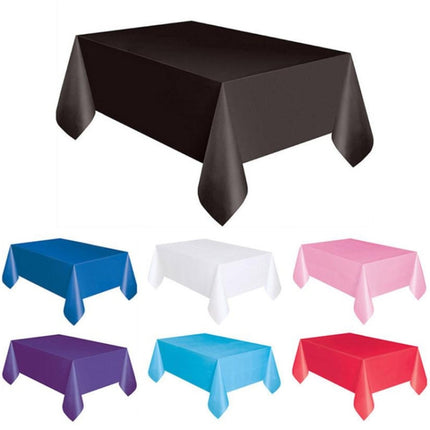 10 PCS Disposable Plastic Tablecloth Solid Color Wedding Birthday Party Table Cover Rectangle Desk Cloth Wipe Covers(black)-garmade.com