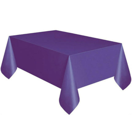 10 PCS Disposable Plastic Tablecloth Solid Color Wedding Birthday Party Table Cover Rectangle Desk Cloth Wipe Covers(purple)-garmade.com