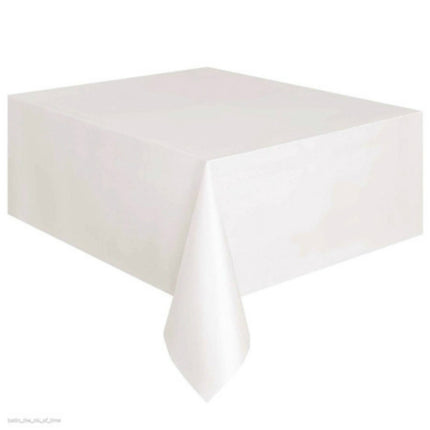 10 PCS Disposable Plastic Tablecloth Solid Color Wedding Birthday Party Table Cover Rectangle Desk Cloth Wipe Covers(white)-garmade.com