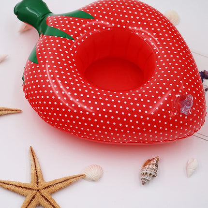 10 PCS Strawberry Shape Inflatable Coaster Floating Water Drink Cup Holder-garmade.com