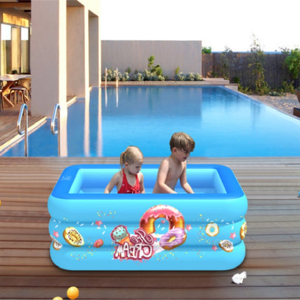 Household Indoor and Outdoor Ice Cream Pattern Children Square Inflatable Swimming Pool, Size:150 x 110 x 50cm, Color:Pink-garmade.com