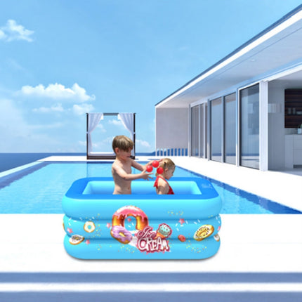 Household Indoor and Outdoor Ice Cream Pattern Children Square Inflatable Swimming Pool, Size:150 x 110 x 50cm, Color:Pink-garmade.com