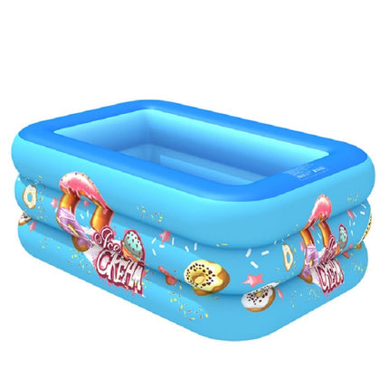 Household Indoor and Outdoor Ice Cream Pattern Children Square Inflatable Swimming Pool, Size:180 x 130 x 55cm, Color:Blue-garmade.com