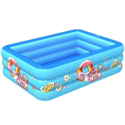 Household Indoor and Outdoor Ice Cream Pattern Children Square Inflatable Swimming Pool, Size:180 x 130 x 55cm, Color:Blue-garmade.com