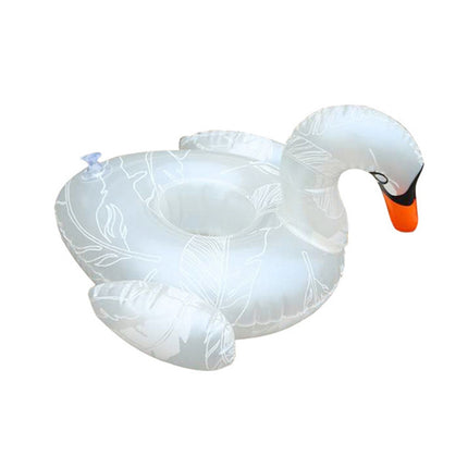 Patterned White Swan Shape Thickened Environmentally Friendly PVC Inflatable Coasters Floating Water Drink Cup Holder, Size:30 x 30 x 18cm-garmade.com