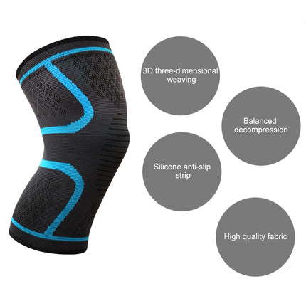 1 Pair Comfortable Breathable Elastic Nylon Sports Knit Knee Pads, Size:M(Blue)-garmade.com