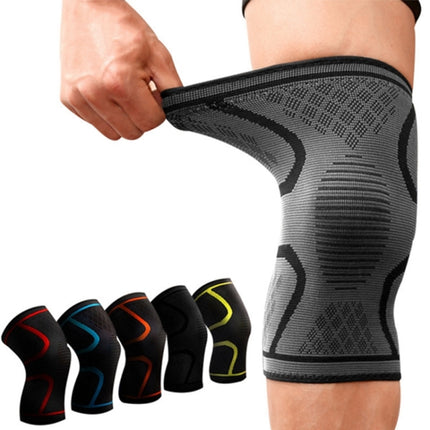 1 Pair Comfortable Breathable Elastic Nylon Sports Knit Knee Pads, Size:L(Blue)-garmade.com