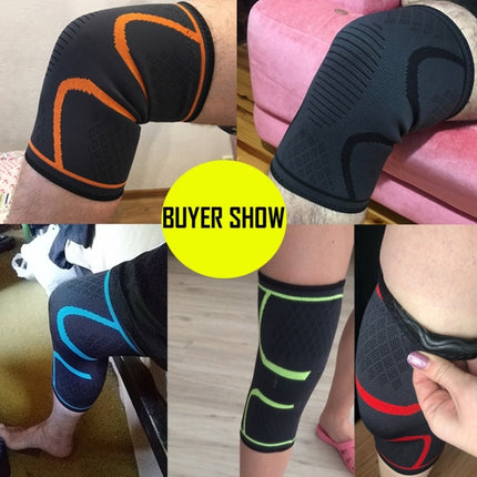 1 Pair Comfortable Breathable Elastic Nylon Sports Knit Knee Pads, Size:L(Blue)-garmade.com