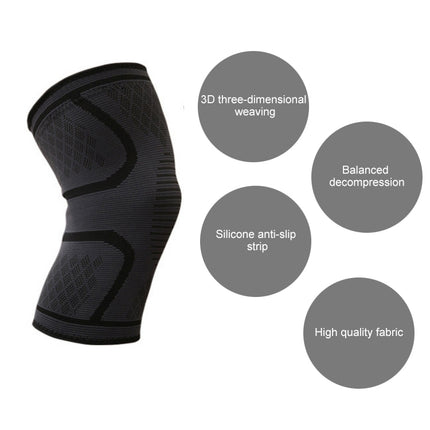 1 Pair Comfortable Breathable Elastic Nylon Sports Knit Knee Pads, Size:XL(Black)-garmade.com