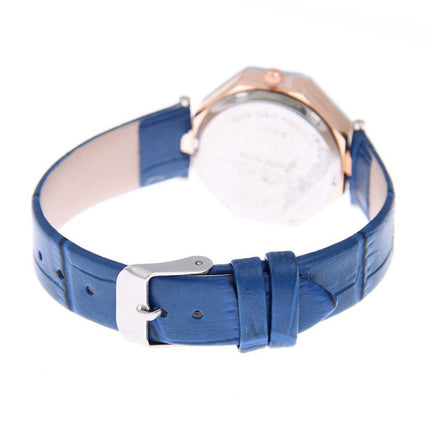Gem Cut Geometry Crystal Leather Quartz Wristwatch Fashion Watch for Ladies(Black)-garmade.com