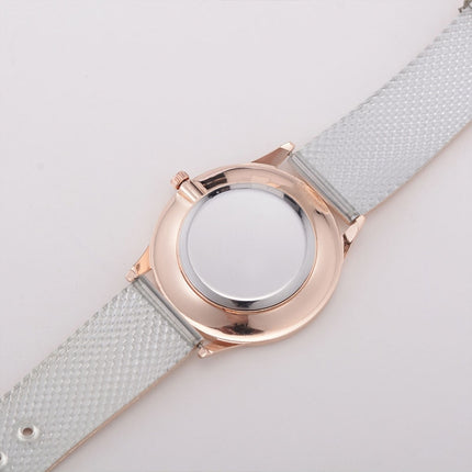 Geneva Fashion Quartz Watch Men Women Mesh Stainless Steel Watchband(Black shell white dial gold needle)-garmade.com