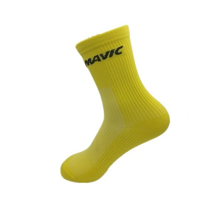 2 Pairs Sport Breathable Outdoor Road Bicycle Racing Cycling Sport Socks, Free Size(Yellow)-garmade.com