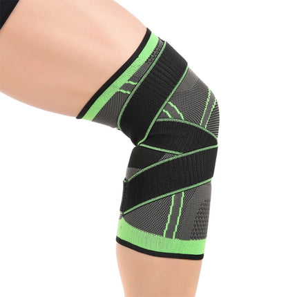 2 PCS Fitness Running Cycling Bandage Knee Support Braces Elastic Nylon Sports Compression Pad Sleeve, Size:L(Green)-garmade.com