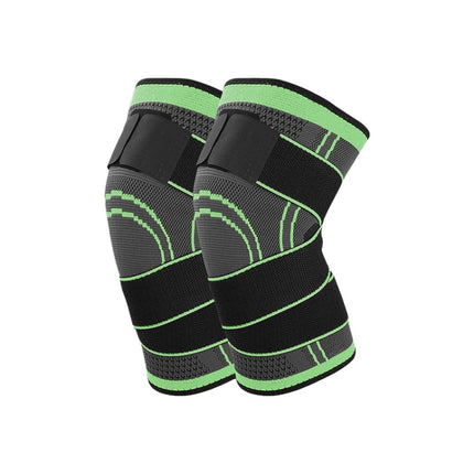 2 PCS Fitness Running Cycling Bandage Knee Support Braces Elastic Nylon Sports Compression Pad Sleeve, Size:L(Green)-garmade.com