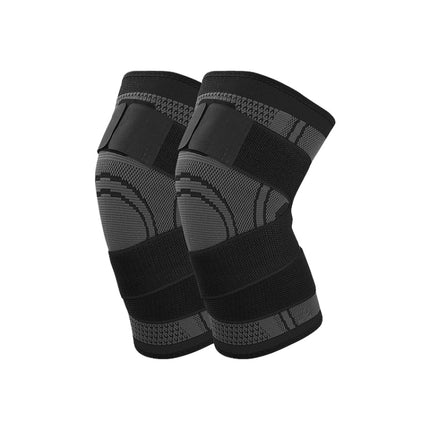 2 PCS Fitness Running Cycling Bandage Knee Support Braces Elastic Nylon Sports Compression Pad Sleeve, Size:L(Black)-garmade.com