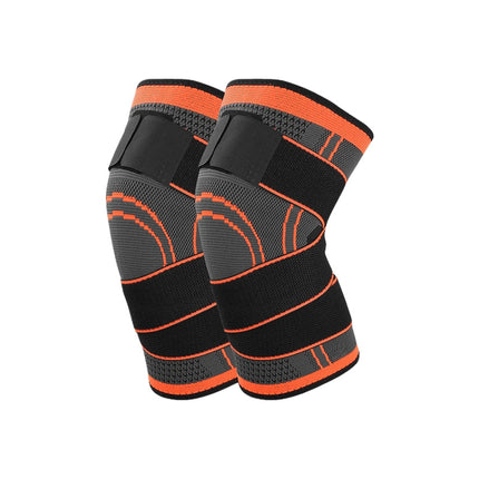 2 PCS Fitness Running Cycling Bandage Knee Support Braces Elastic Nylon Sports Compression Pad Sleeve, Size:L(orange)-garmade.com