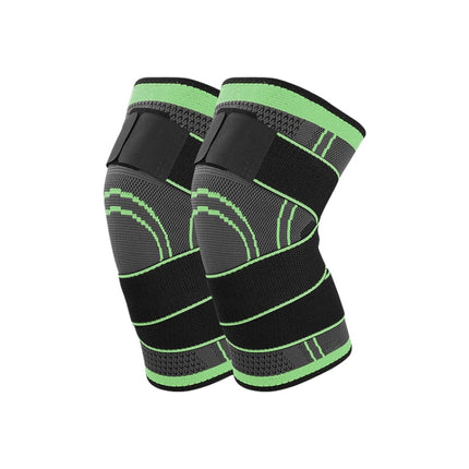 2 PCS Fitness Running Cycling Bandage Knee Support Braces Elastic Nylon Sports Compression Pad Sleeve, Size:M(Green)-garmade.com