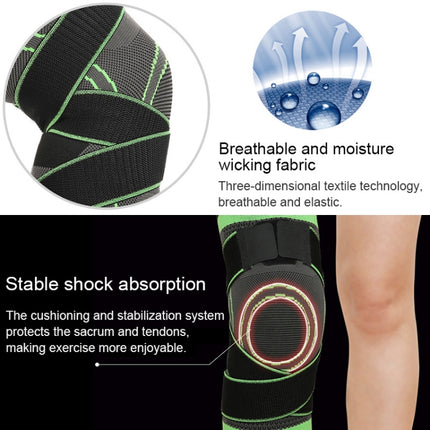 2 PCS Fitness Running Cycling Bandage Knee Support Braces Elastic Nylon Sports Compression Pad Sleeve, Size:M(Green)-garmade.com