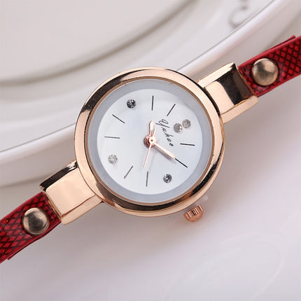 GONEWA Metal Strap Wristwatch Bracelet Quartz watch(Red)-garmade.com