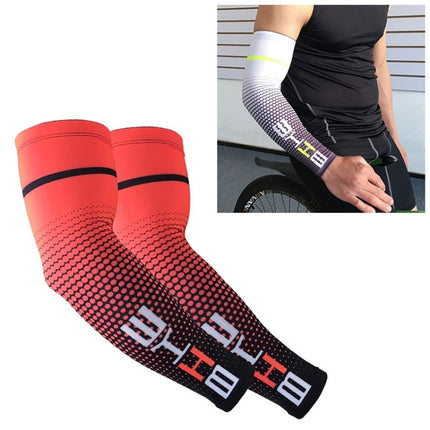 1 Pair Cool Men Cycling Running Bicycle UV Sun Protection Cuff Cover Protective Arm Sleeve Bike Sport Arm Warmers Sleeves, Size:L (Red)-garmade.com