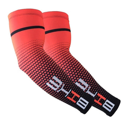 1 Pair Cool Men Cycling Running Bicycle UV Sun Protection Cuff Cover Protective Arm Sleeve Bike Sport Arm Warmers Sleeves, Size:L (Red)-garmade.com