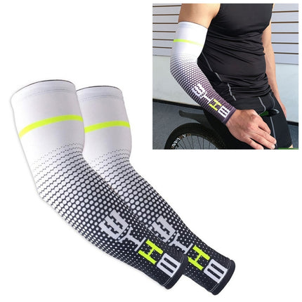 1 Pair Cool Men Cycling Running Bicycle UV Sun Protection Cuff Cover Protective Arm Sleeve Bike Sport Arm Warmers Sleeves, Size:L (White)-garmade.com