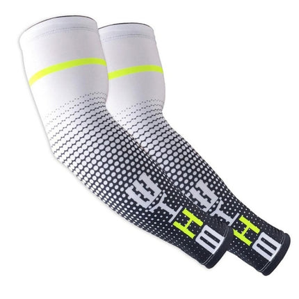 1 Pair Cool Men Cycling Running Bicycle UV Sun Protection Cuff Cover Protective Arm Sleeve Bike Sport Arm Warmers Sleeves, Size:M (White)-garmade.com